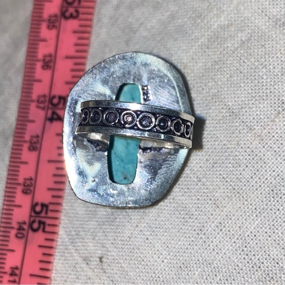 Raw Turquoise natural gemstone statement ring - Picture 7 of 9